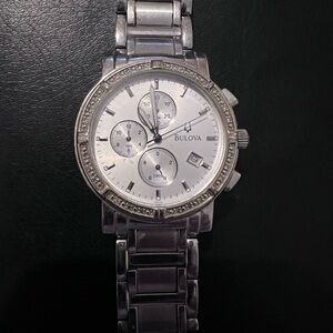 Men’s Bulova Stainless Steel Diamond Bezel Chronograph Watch